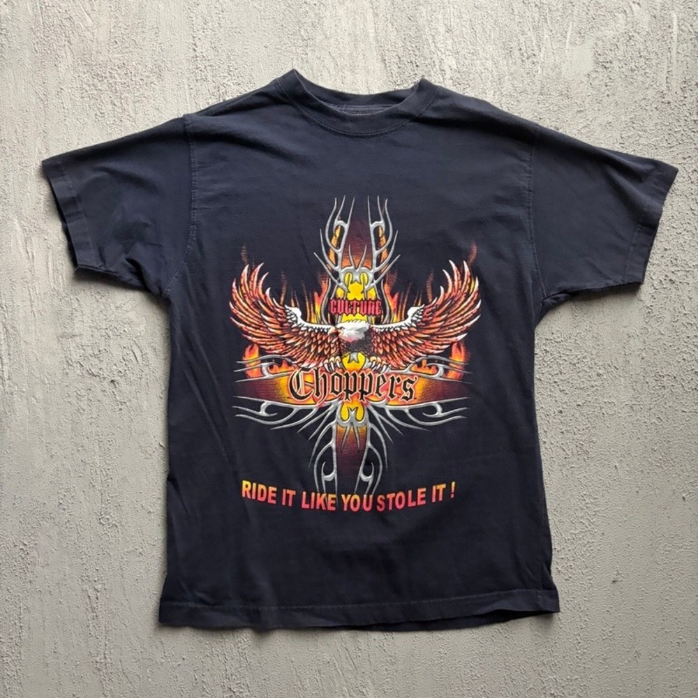 Vintage Culture Choppers Shirt Small Blue 2000s Y2K Biker Eagle